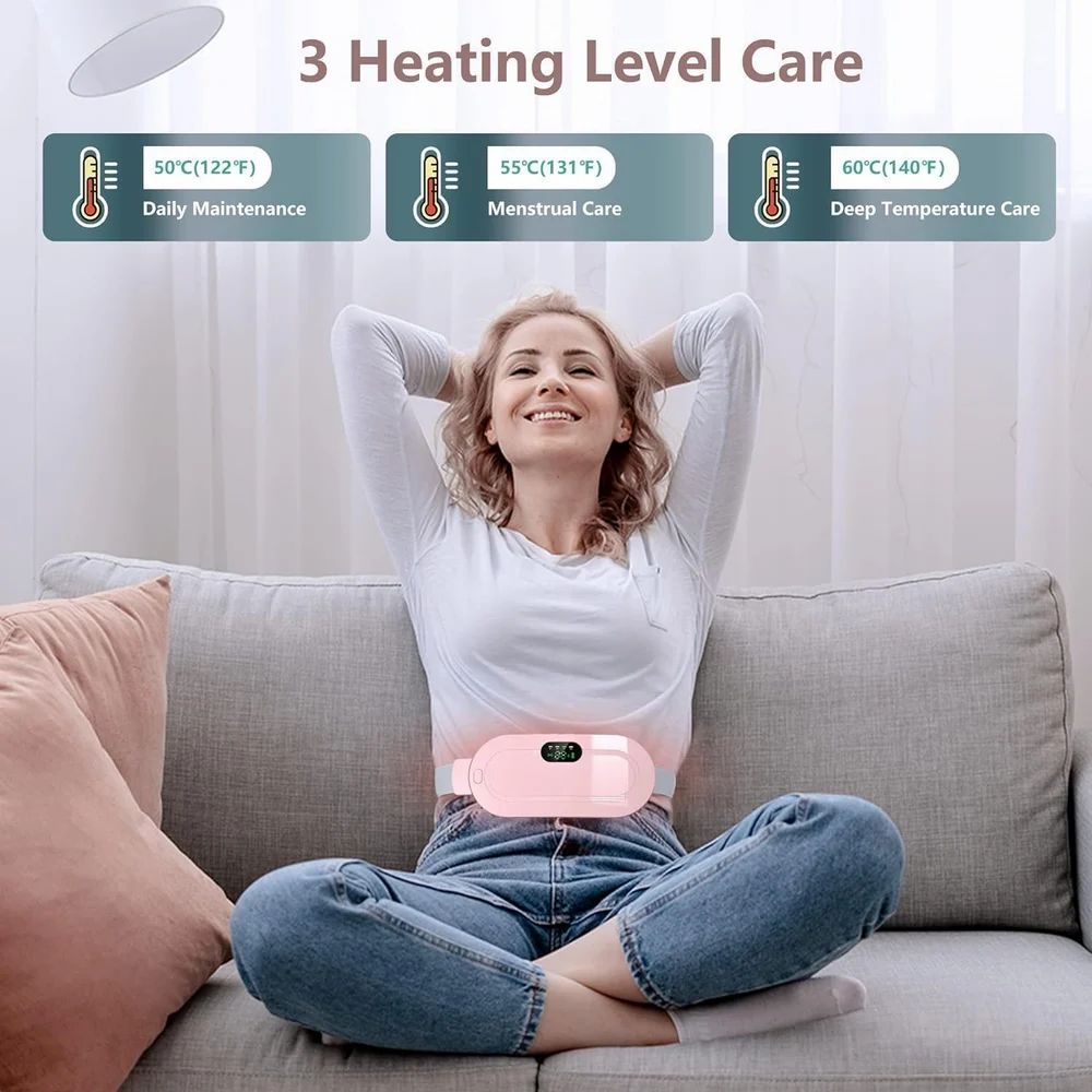 Period Cramp Relief Massager Heating Pad Cordless Menstrual Pain Relief Device